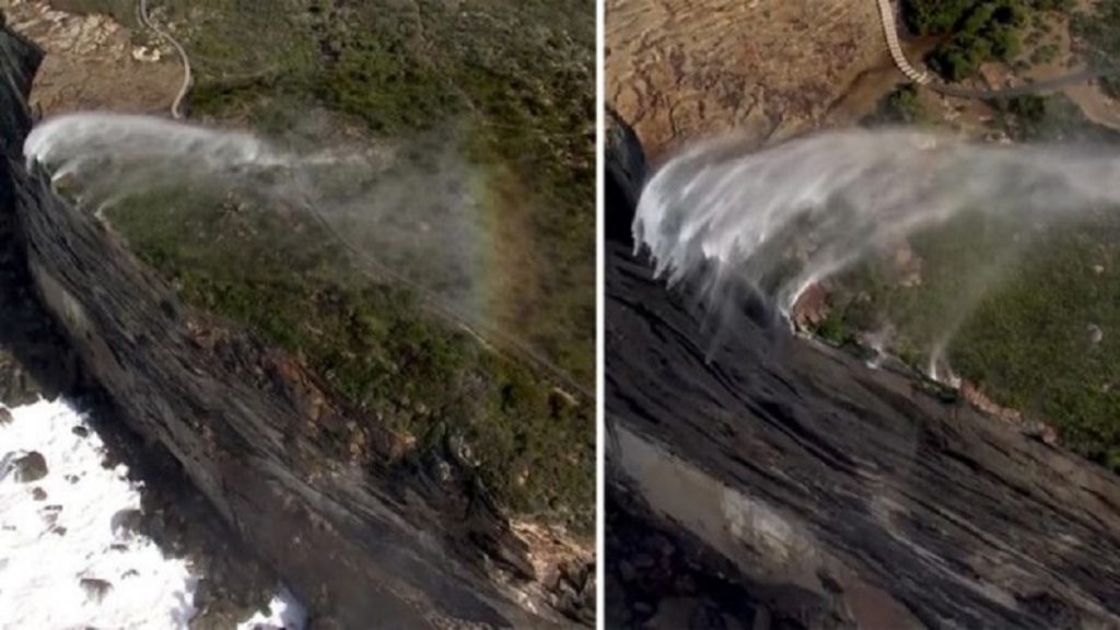 নীচে নয়, উপরে উঠছে জলপ্রপাতের জল!