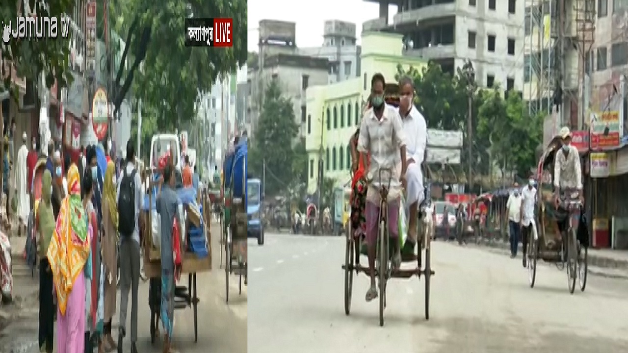 কঠোর লকডাউনে সড়ক রিকশার দখলে; অন্য যানবাহনের চলাচলও আছে