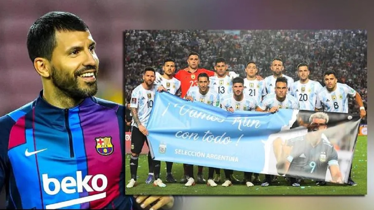 আগুয়েরোর সুস্থতা কামনায় ব্রাজিল ম্যাচের আগে মেসিদের ব্যানার