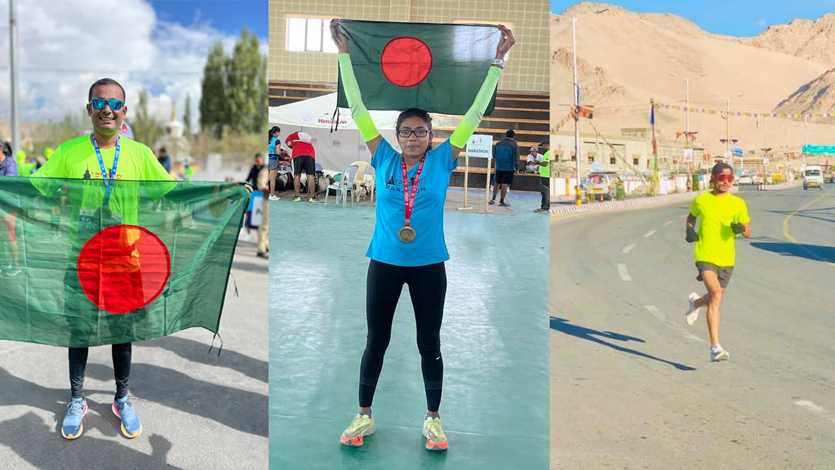 লাদাখ ম্যারাথনে বাংলাদেশের পতাকা উড়ালেন দেশের রানাররা