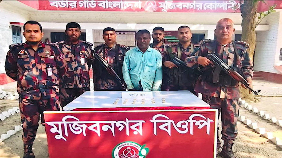মেহেরপুর সীমান্ত থেকে স্বর্ণের বারসহ ভারতীয় নাগরিক আটক