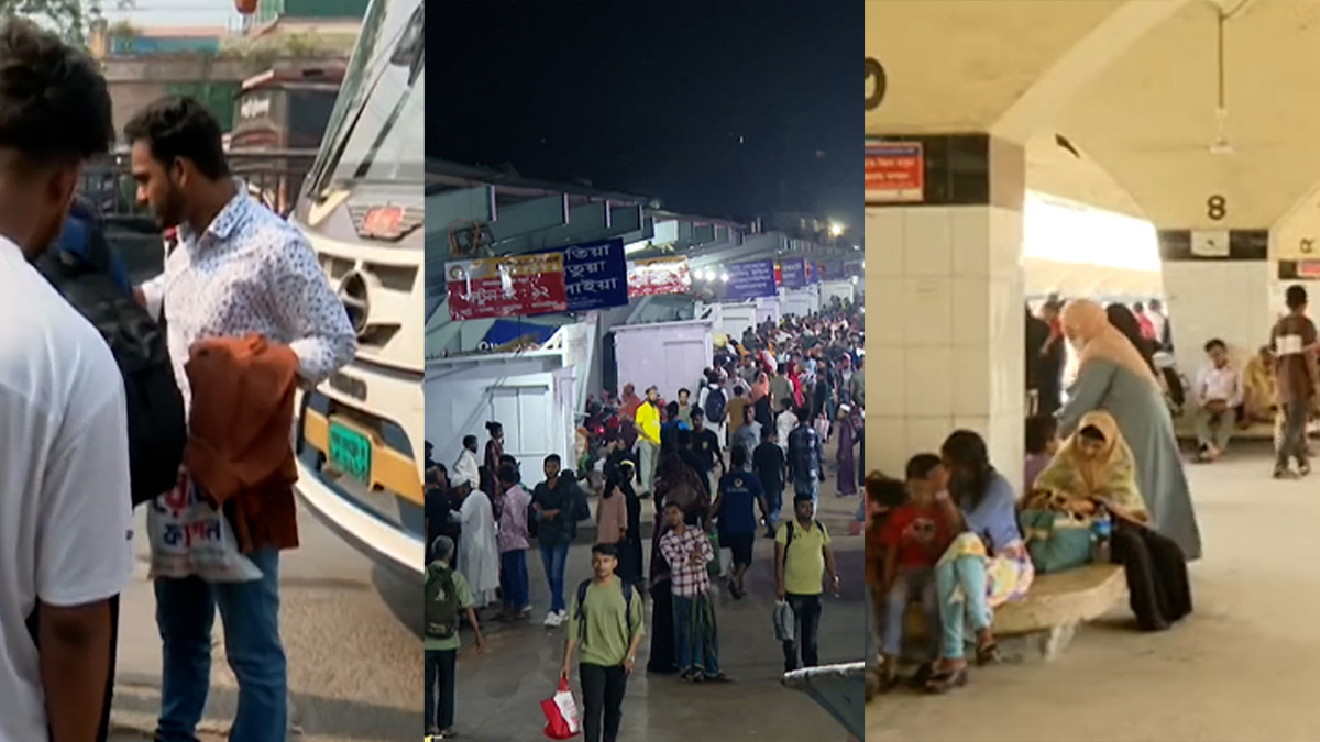 ঈদ শেষে বাস-ট্রেন-লঞ্চে ঢাকা ফিরছে মানুষ