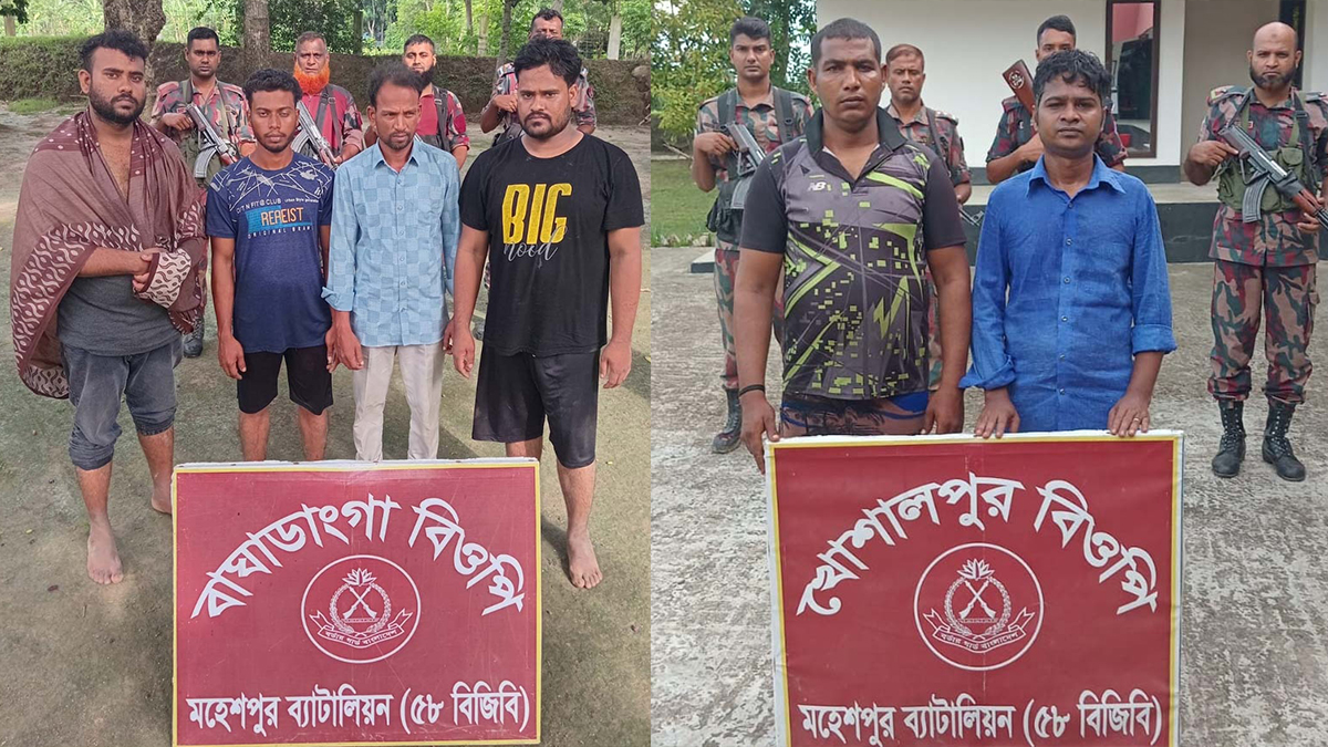মহেশপুরে অবৈধভাবে সীমান্ত পারাপারের সময় নারী-শিশুসহ আটক ১৬