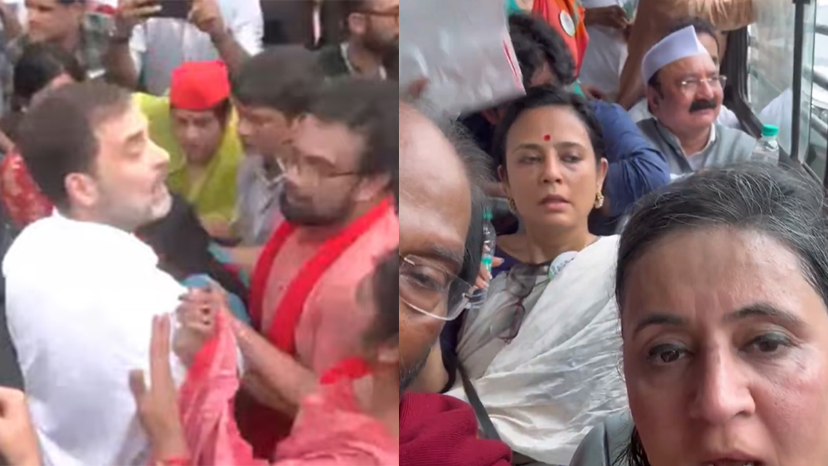 ভারতের পার্লামেন্টে বিক্ষোভ: পদযাত্রায় রাহুল-প্রিয়াঙ্কা আটক, অজ্ঞান মহুয়া মৈত্র