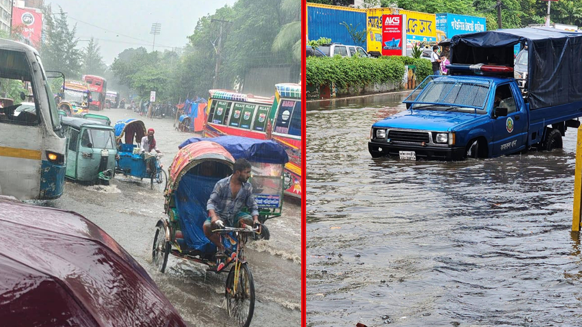 ভারী বৃষ্টিপাতে মিরপুরে জলাবদ্ধতা, যান চলাচলে ধীরগতি