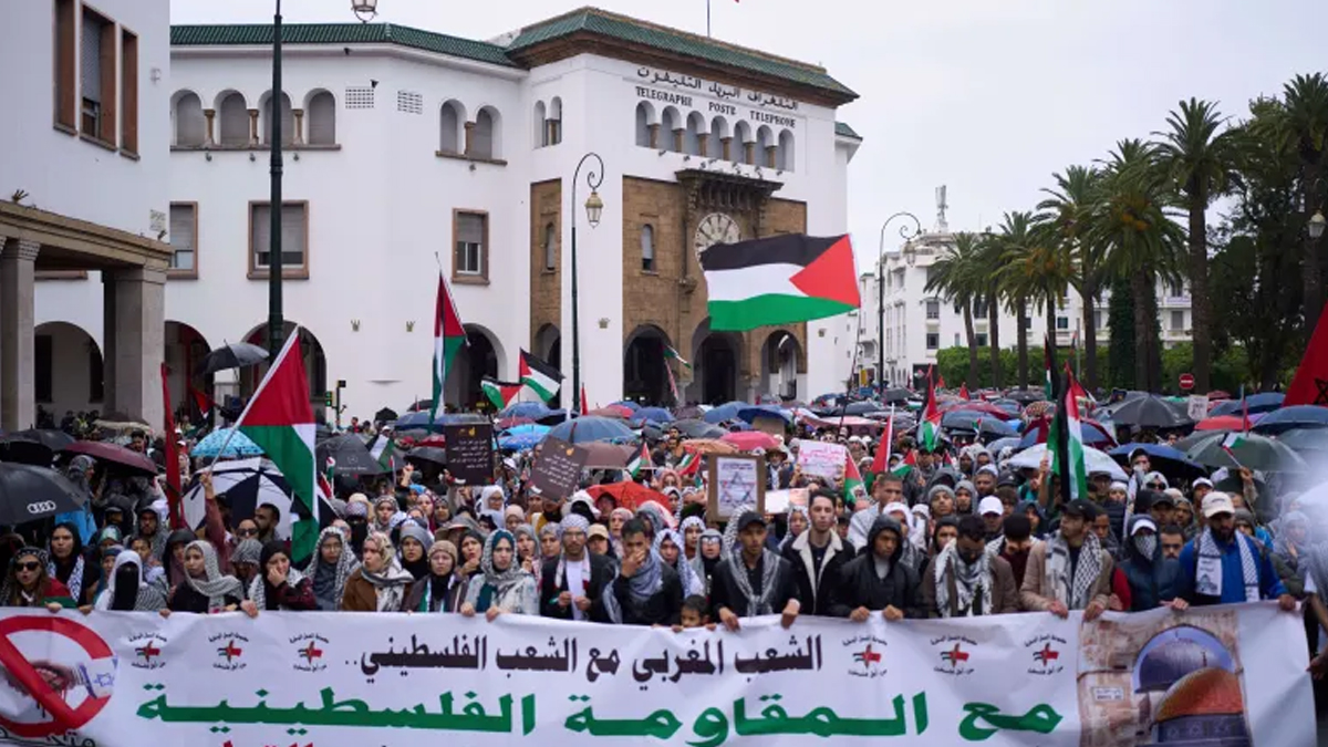 গাজায় যুদ্ধ বন্ধের দাবিতে মরক্কোয় বিক্ষোভ